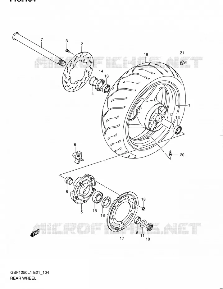 ACHTERWIEL (GSF1250L1 E24) Suzuki MOTO 1250 BANDIT 2011  GSF1250L1
