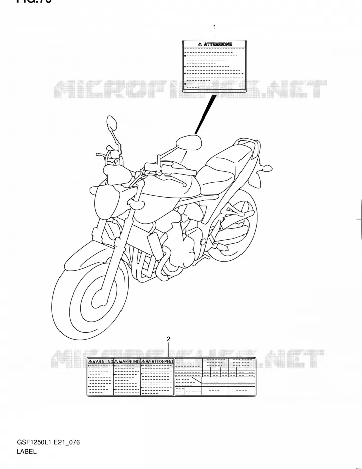 ETIKET (GSF1250L1 E24) Suzuki MOTO 1250 BANDIT 2011  GSF1250L1