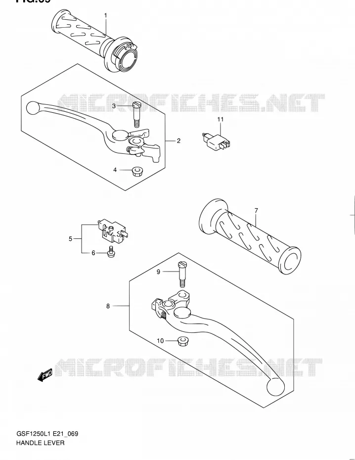 HANDGRIPS - LEVERS (GSF1250AL1 E21) Suzuki MOTO 1250 BANDIT 2011  GSF1250L1