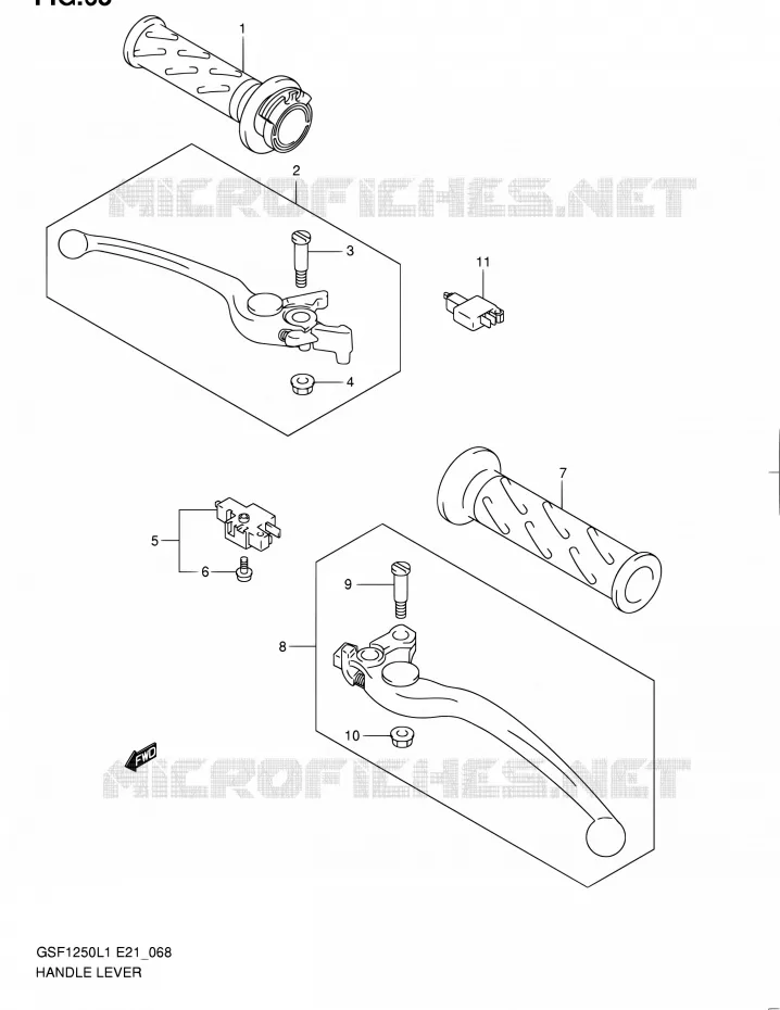 HANDGRIPS - LEVERS (GSF1250L1 E24) Suzuki MOTO 1250 BANDIT 2011  GSF1250L1