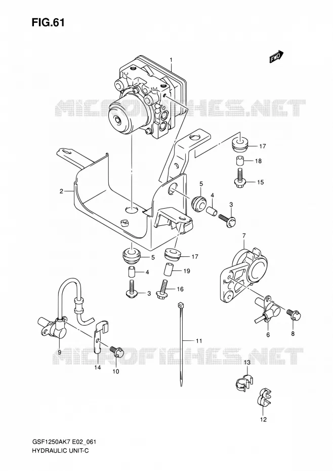 ABS (GSF1250AK7/SAK7/AK8/SAK8/AK9/SAK9/SAZK9/SL0/SAL0) Suzuki MOTO 1250 BANDIT 2007  GSF1250A K7 (E02,E19,E24,E37)