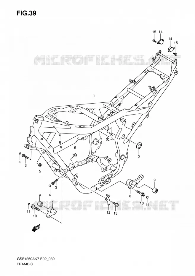 FRAME (MODEL K7/K8) Suzuki MOTO 1250 BANDIT 2007  GSF1250A K7 (E02,E19,E24,E37)