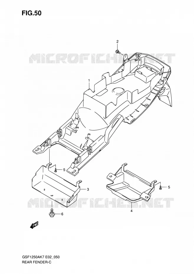 ACHTERSPATBORD Suzuki MOTO 1250 BANDIT 2007  GSF1250S K7 (E02,E19,E24,E37)