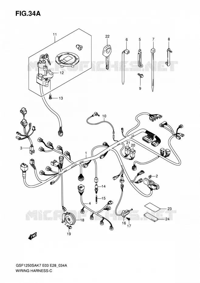 BEDRADING (GSF1250SK7/SK8/SK9) Suzuki MOTO 1250 BANDIT 2007  GSF1250S K7 (E03,E28,E33)