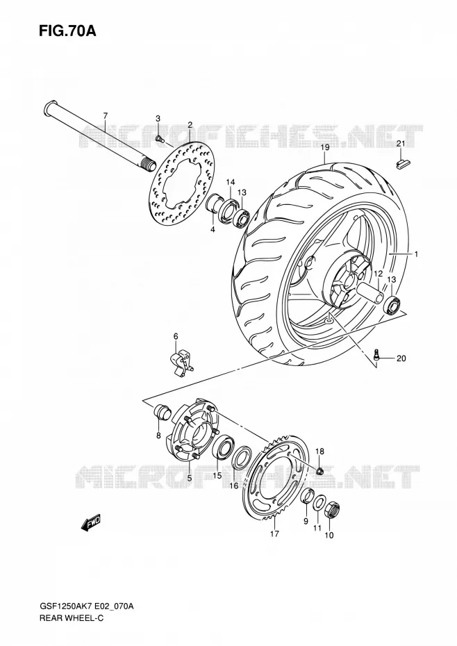 ACHTERWIEL (GSF1250K7/SK7/K8/SK8/K9/SK9/SL0) Suzuki MOTO 1250 BANDIT 2010  GSF1250S L0 (E02,E19,E24,E37)