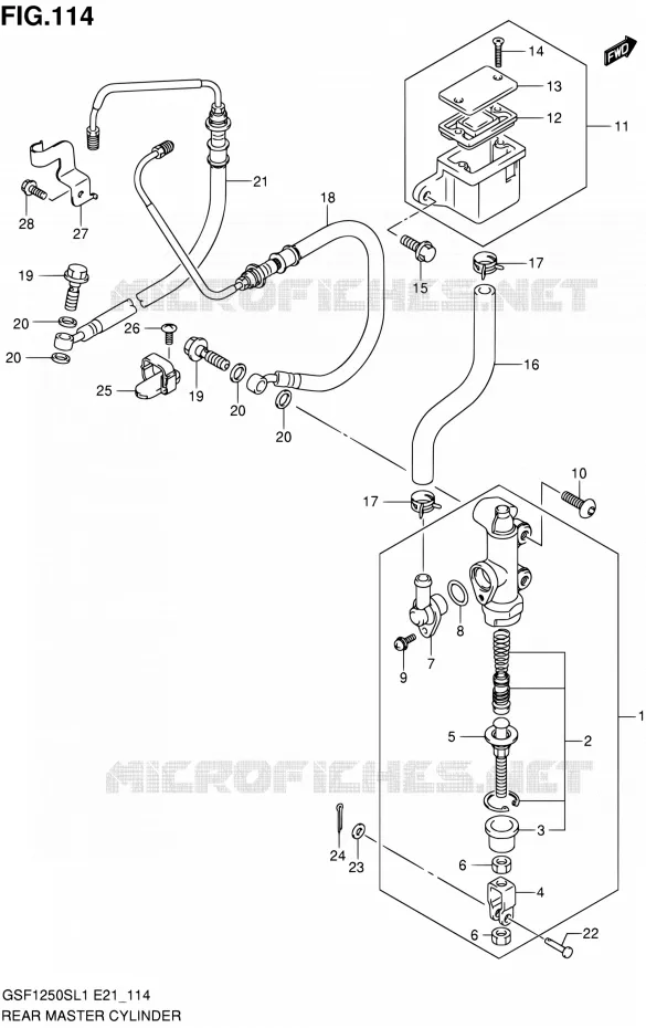 ACHTER HOOFDREMCILINDER (GSF1250SAL1 E21) Suzuki MOTO 1250 BANDIT 2011  GSF1250SL1(E24)