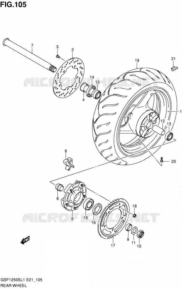 ACHTERWIEL (GSF1250SL1 E24) Suzuki MOTO 1250 BANDIT 2011  GSF1250SL1(E24)