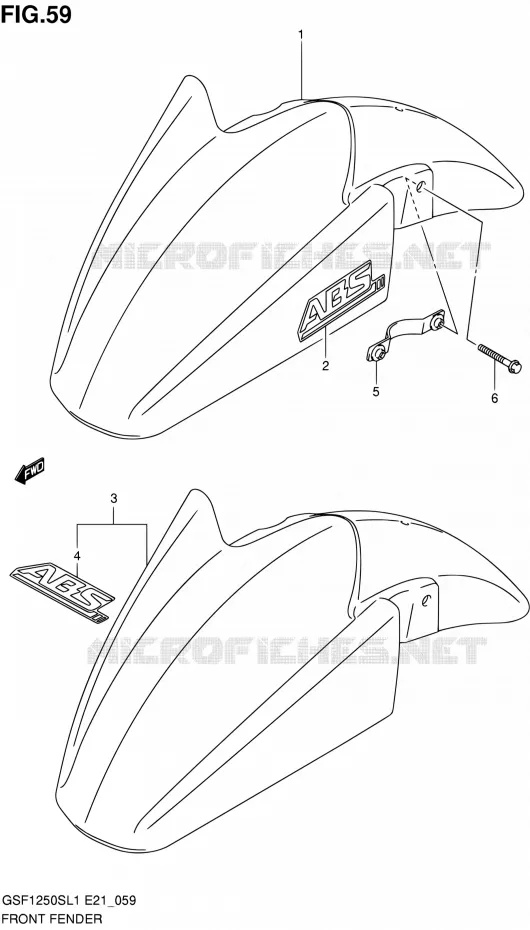 FRONT FENDER (GSF1250SAL1 E21) Suzuki MOTO 1250 BANDIT 2011  GSF1250SL1(E24)