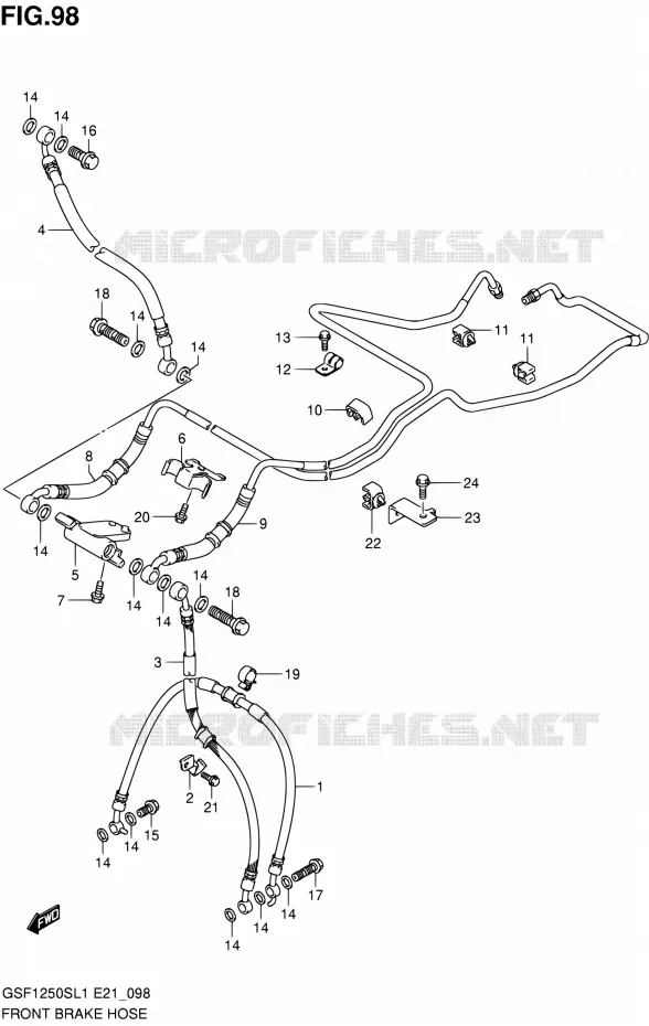 FRONT REMSLANG (GSF1250SL1 E21) Suzuki MOTO 1250 BANDIT 2011  GSF1250SL1(E24)