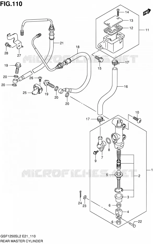 ACHTER HOOFDREMCILINDER (GSF1250SAL2 E21) Suzuki MOTO 1250 BANDIT 2012  GSF1250SL2(E24)