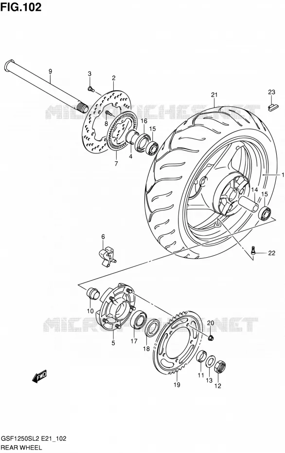 ACHTERWIEL (GSF1250SAL2 E21) Suzuki MOTO 1250 BANDIT 2012  GSF1250SL2(E24)