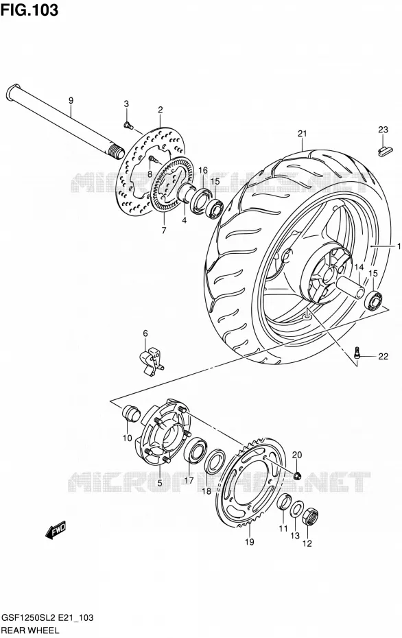 ACHTERWIEL (GSF1250SAL2 E24) Suzuki MOTO 1250 BANDIT 2012  GSF1250SL2(E24)