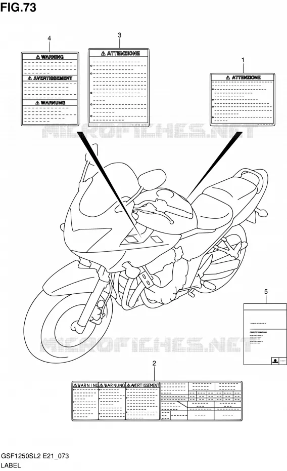 ETIKET (GSF1250SL2 E24) Suzuki MOTO 1250 BANDIT 2012  GSF1250SL2(E24)