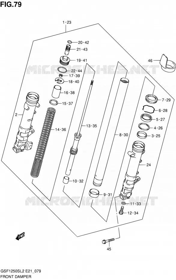 FRONT SCHOKDEMPER (GSF1250SL2 E24) Suzuki MOTO 1250 BANDIT 2012  GSF1250SL2(E24)