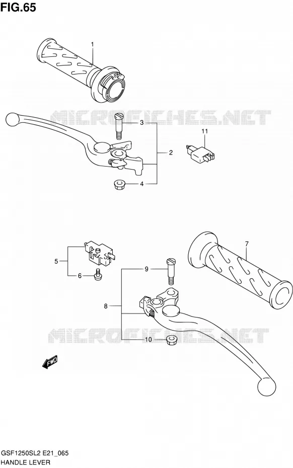 HANDGRIPS - LEVERS (GSF1250SAL2 E24) Suzuki MOTO 1250 BANDIT 2012  GSF1250SL2(E24)