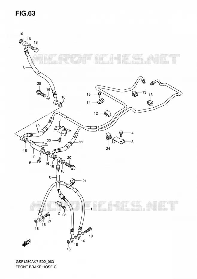 FRONT REMSLANG (GSF1250AK7/SAK7/AK8/SAK8/AK9/SAK9/SAZK9/SAL0) Suzuki MOTO 1250 BANDIT 2007  GSF1250SA K7 (E02,E19,E24,E37)
