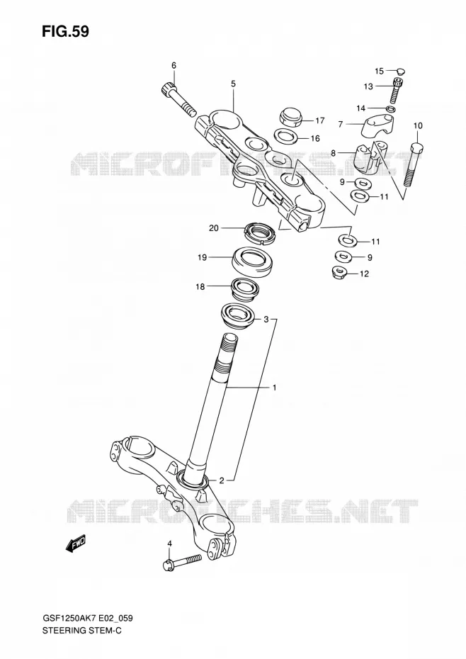 STUURKOLOM (GSF1250SK7/SAK7/SK8/SAK8/SK9/SAK9/SAZK9/SL0/SAL0) Suzuki MOTO 1250 BANDIT 2007  GSF1250SA K7 (E02,E19,E24,E37)