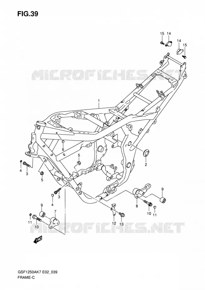 FRAME (MODEL K7/K8) Suzuki MOTO 1250 BANDIT 2008  GSF1250SA K8 (E02,E19,E24,E37)