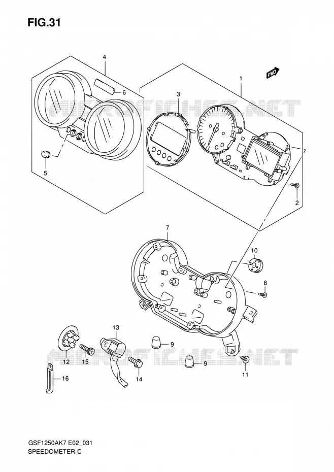 SNELHEIDSMETER (GSF1250SAK7/SAK8/SAK9/SAZK9/SAL0) Suzuki MOTO 1250 BANDIT 2008  GSF1250SA K8 (E02,E19,E24,E37)