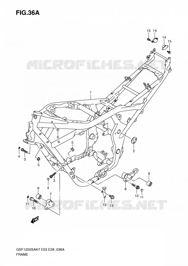 FRAME (MODEL K9) Suzuki MOTO 1250 BANDIT 2009  GSF1250SA K9 (E03,E28,E33)
