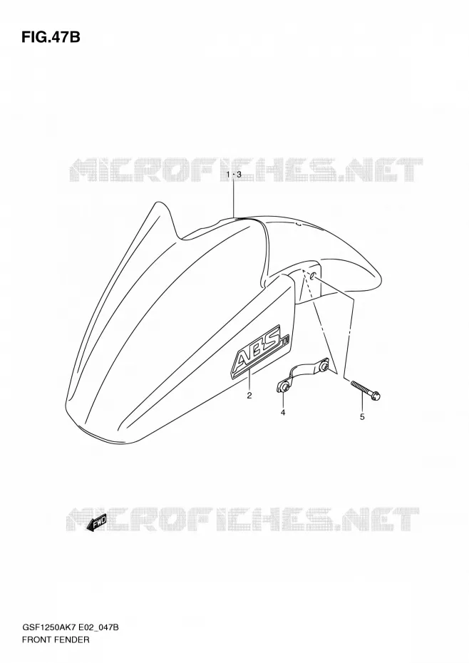 FRONT FENDER (MODEL L0) Suzuki MOTO 1250 BANDIT 2012  GSF1250SA L0 (E02,E19,E24,E37)