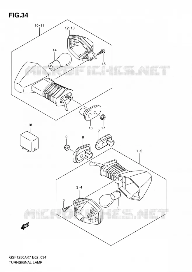 INDICATOREN Suzuki MOTO 1250 BANDIT 2012  GSF1250SA L0 (E02,E19,E24,E37)