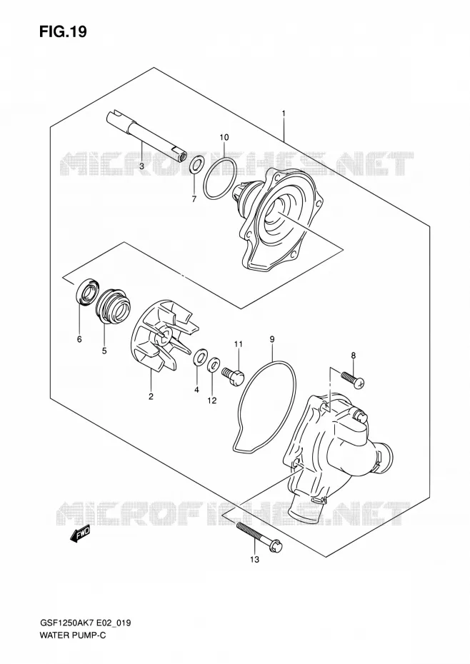 WATERPOMP Suzuki MOTO 1250 BANDIT 2010  GSF1250SA L0 (E02,E19,E24,E37)
