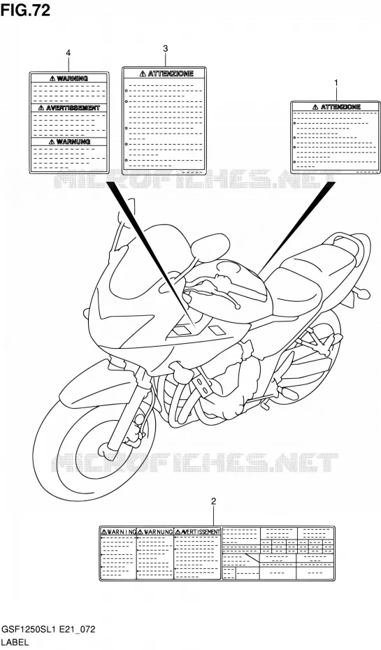ETIKET (GSF1250SL1 E21) Suzuki MOTO 1250 BANDIT 2011  GSF1250SAL1(E24)