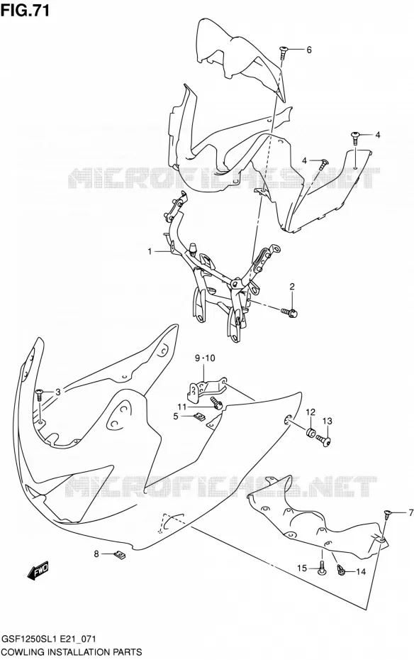 FAIRING INSTALLATIEDELEN Suzuki MOTO 1250 BANDIT 2011  GSF1250SAL1(E24)