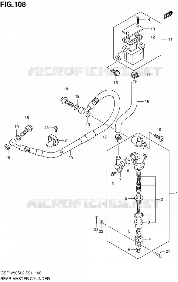 ACHTER HOOFDREMCILINDER (GSF1250SL2 E21) Suzuki MOTO 1250 BANDIT 2012  GSF1250SAL2(E24)