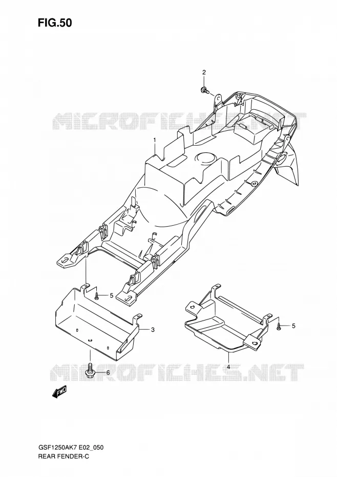 ACHTERSPATBORD Suzuki MOTO 1250 BANDIT 2009  GSF1250SAZ K9 (E02,E19,E24,E37)