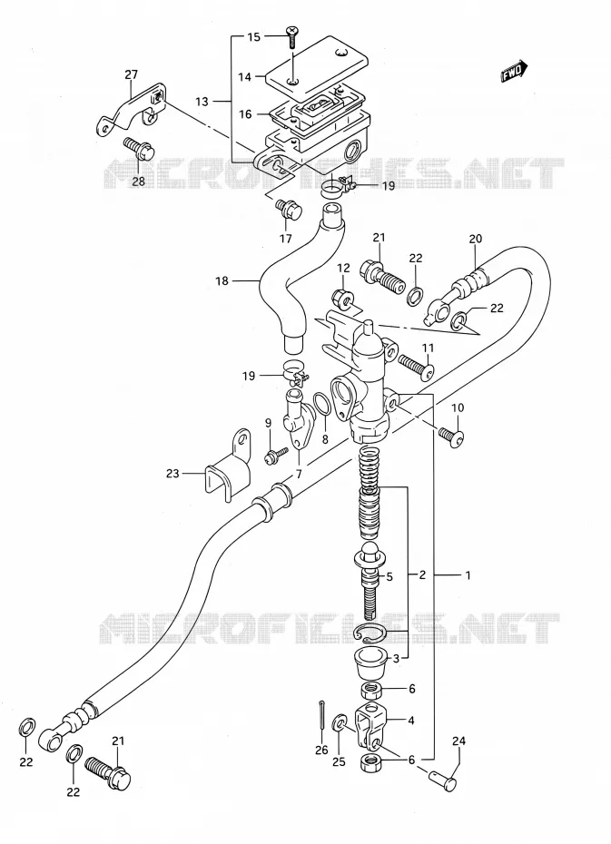 ACHTER HOOFDREMCILINDER (MODELE M/N) Suzuki MOTO 400 BANDIT 1991  GSF400 M (E03,E28,E33)