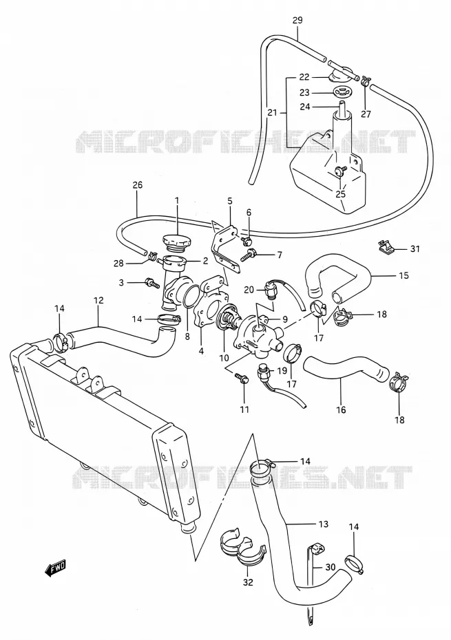 RADIATOR SLANG Suzuki MOTO 400 BANDIT 1991  GSF400 M (E03,E28,E33)