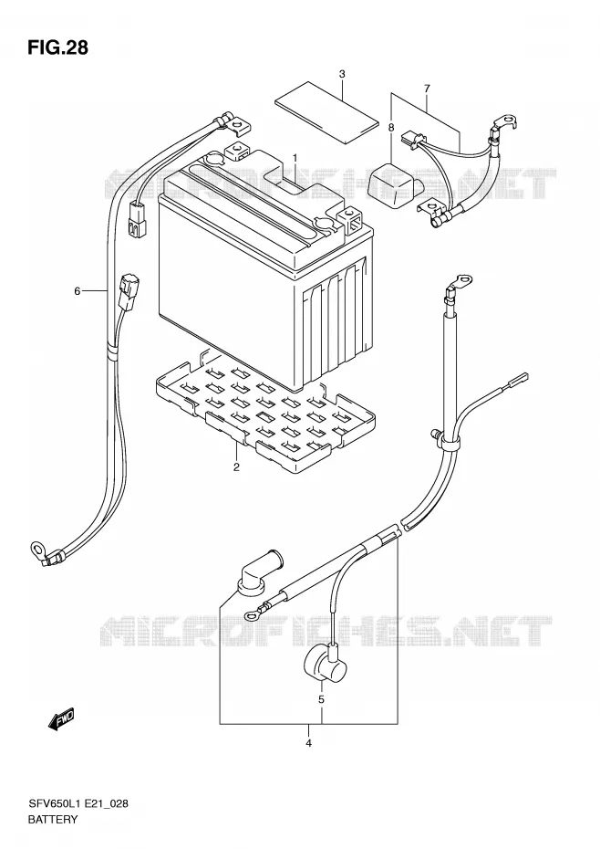 ACCU (SFV650UL1 E21) Suzuki MOTO 650 GLADIUS 2011  SFV650AL1(E21)