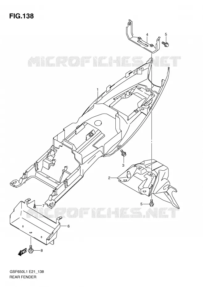 ACHTERSPATBORD (GSF650UAL1 E21) Suzuki MOTO 650 BANDIT 2011  GSF650SAL1(E21)