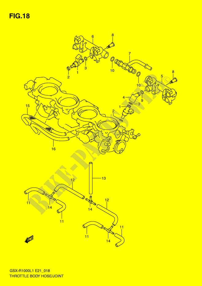 GASKLEPHUIS SLANG / JOINT (GSX R1000L1 E21) voor Suzuki GSX-R 1000 2011