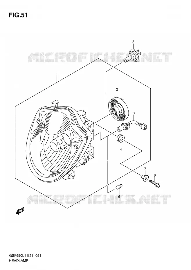 KOPLAMP (GSF650UL1 E21) Suzuki MOTO 650 BANDIT 2011  GSF650UL1(E21)