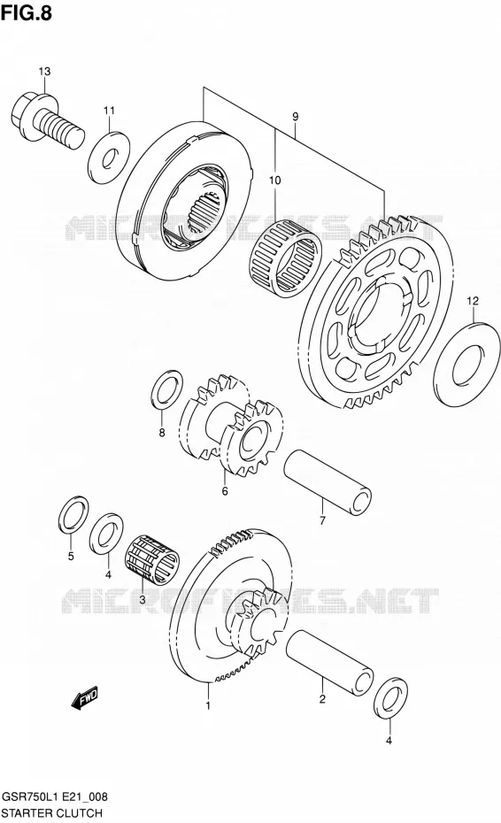 STARTMOTOR CLUTCH Suzuki MOTO 750 GSR 2011  GSR750L1(E24)