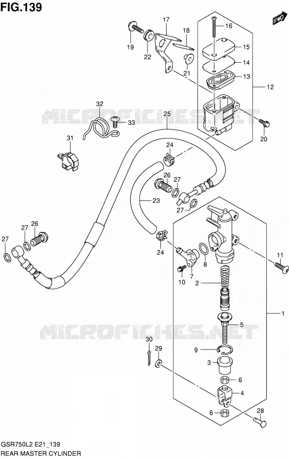 ACHTER HOOFDREMCILINDER (GSR750L2 E24) Suzuki MOTO 750 GSR 2012  GSR750L2(E24)
