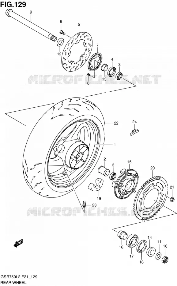 ACHTERWIEL (GSR750AL2 E21) Suzuki MOTO 750 GSR 2012  GSR750L2(E24)
