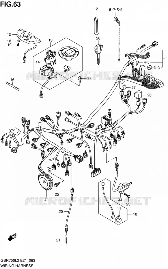 BEDRADING (GSR750AUEL2 E21) Suzuki MOTO 750 GSR 2012  GSR750L2(E24)