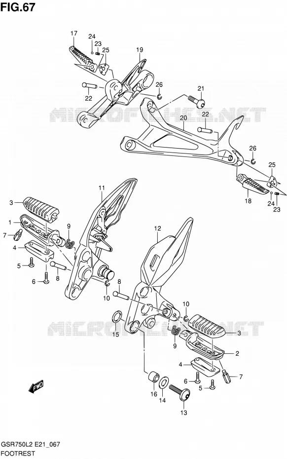 FOOTREST Suzuki MOTO 750 GSR 2012  GSR750L2(E24)