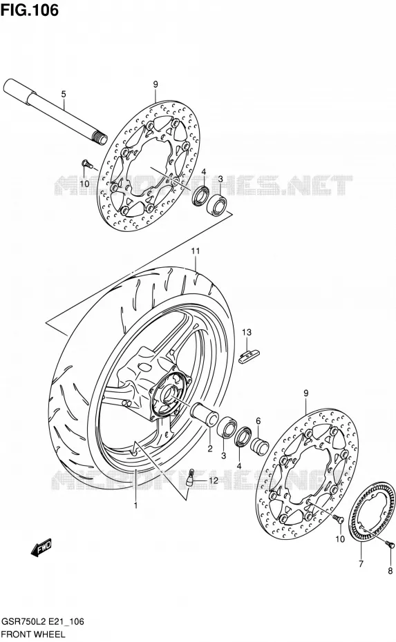 VOORWIEL (GSR750AL2 E24) Suzuki MOTO 750 GSR 2012  GSR750AL2(E24)