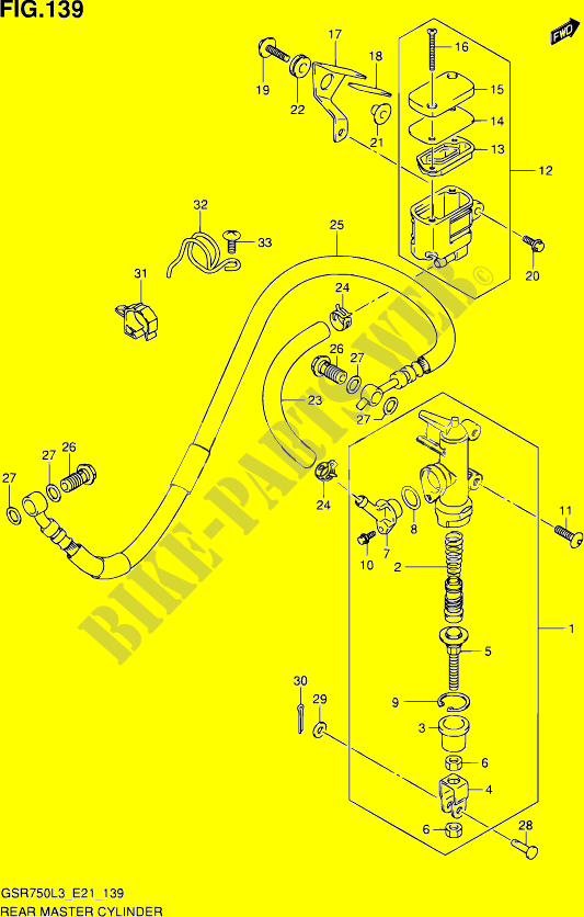 ACHTER HOOFDREMCILINDER (GSR750L3 E24) voor Suzuki GSR 750 2013