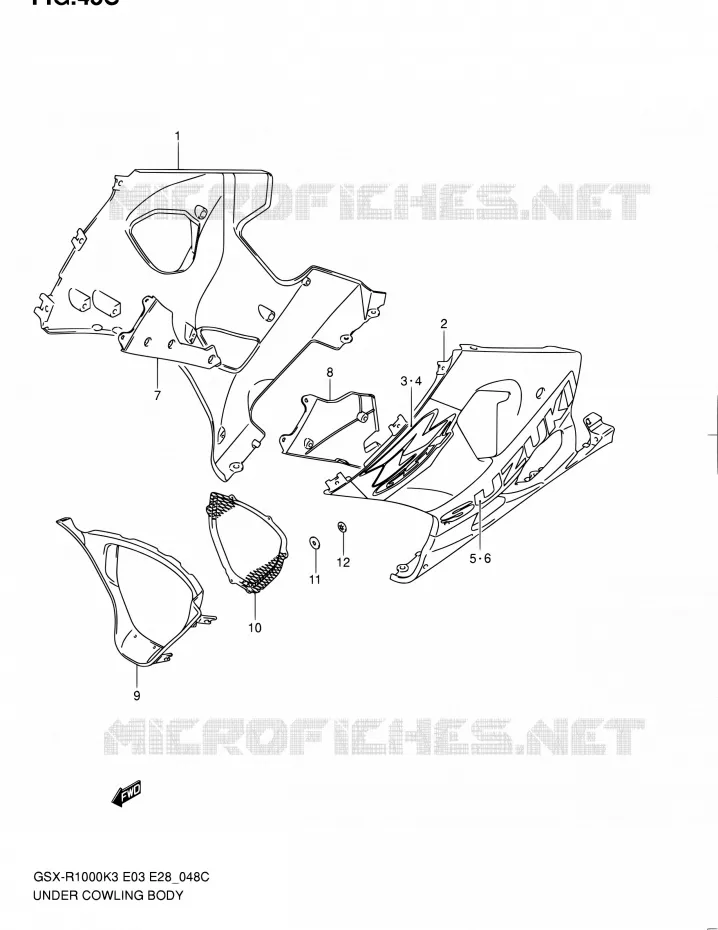 ONDERAANKLEDING (GSX-R1000ZK4 E28) Suzuki MOTO 1000 GSX-R 2004  GSX-R1000 K4/GSX-R1000Z (E03,E28,E33)