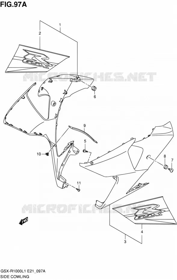 SIDE KUIP (GLR) Suzuki MOTO 1000 GSX-R 2011  GSX-R1000L1(E14)