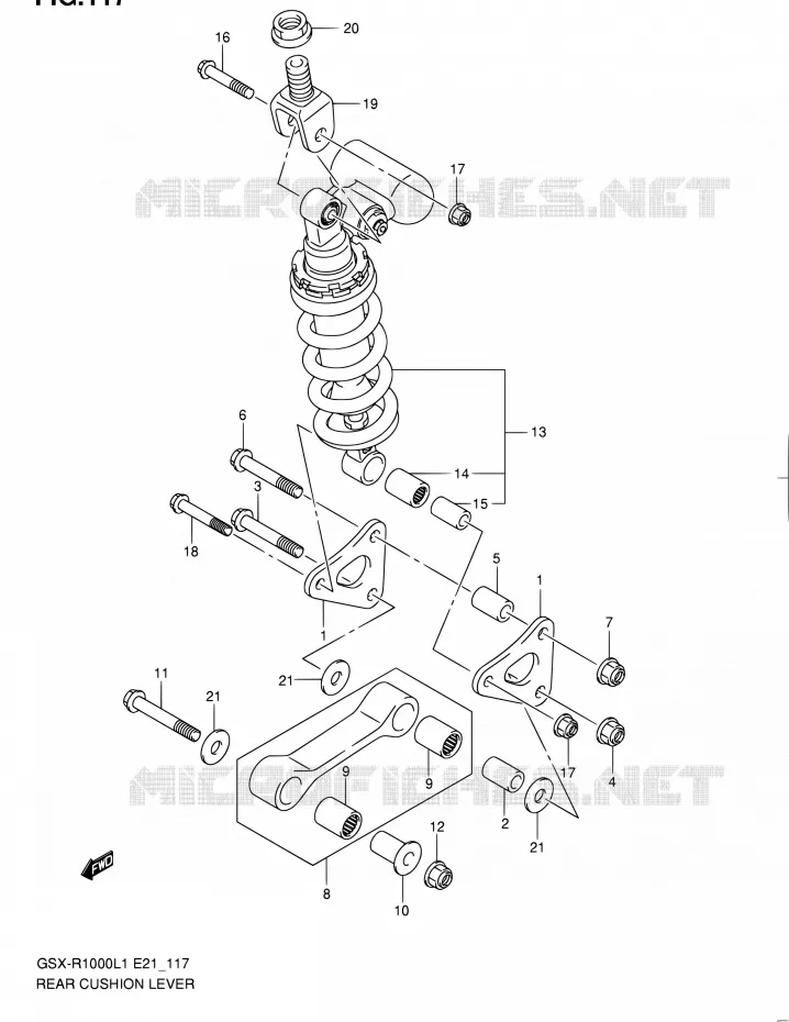 SCHOKBREKER AANEENSCHAKELING (GSX-R1000UFL1 E21) Suzuki MOTO 1000 GSX-R 2011  GSX-R1000L1(E51)