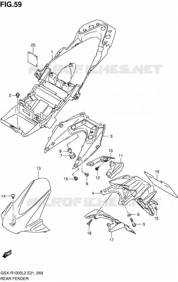 ACHTERSPATBORD (GSX-R1000L2 E24) Suzuki MOTO 1000 GSX-R 2012  GSX-R1000L2(E24)