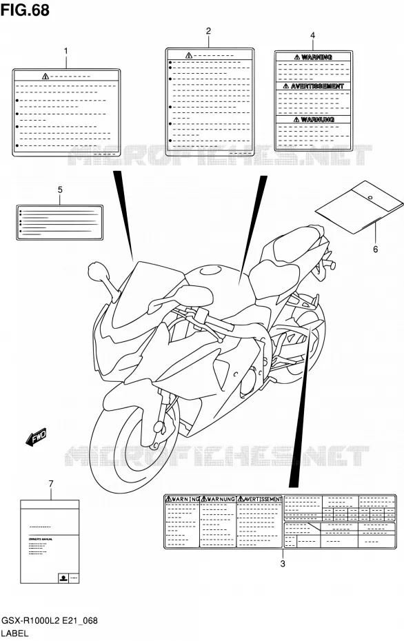 ETIKET (GSX-R1000UFL2 E21) Suzuki MOTO 1000 GSX-R 2012  GSX-R1000L2(E24)