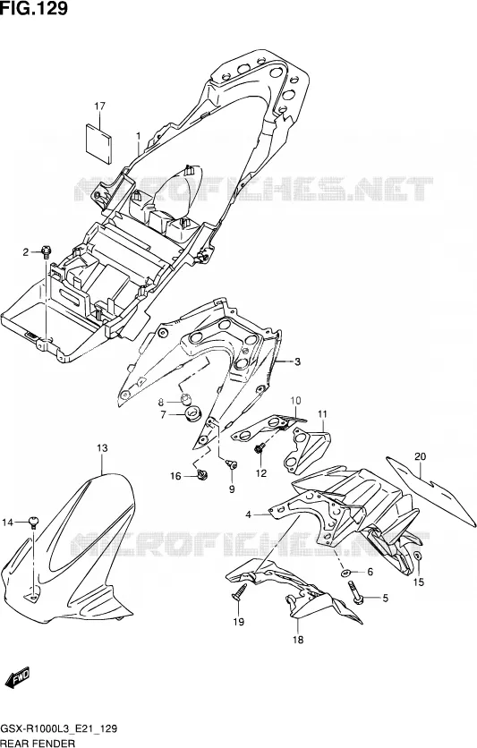 ACHTERSPATBORD (GSX-R1000L3 E24) Suzuki MOTO 1000 GSX-R 2013  GSX-R1000 L3 (E21)